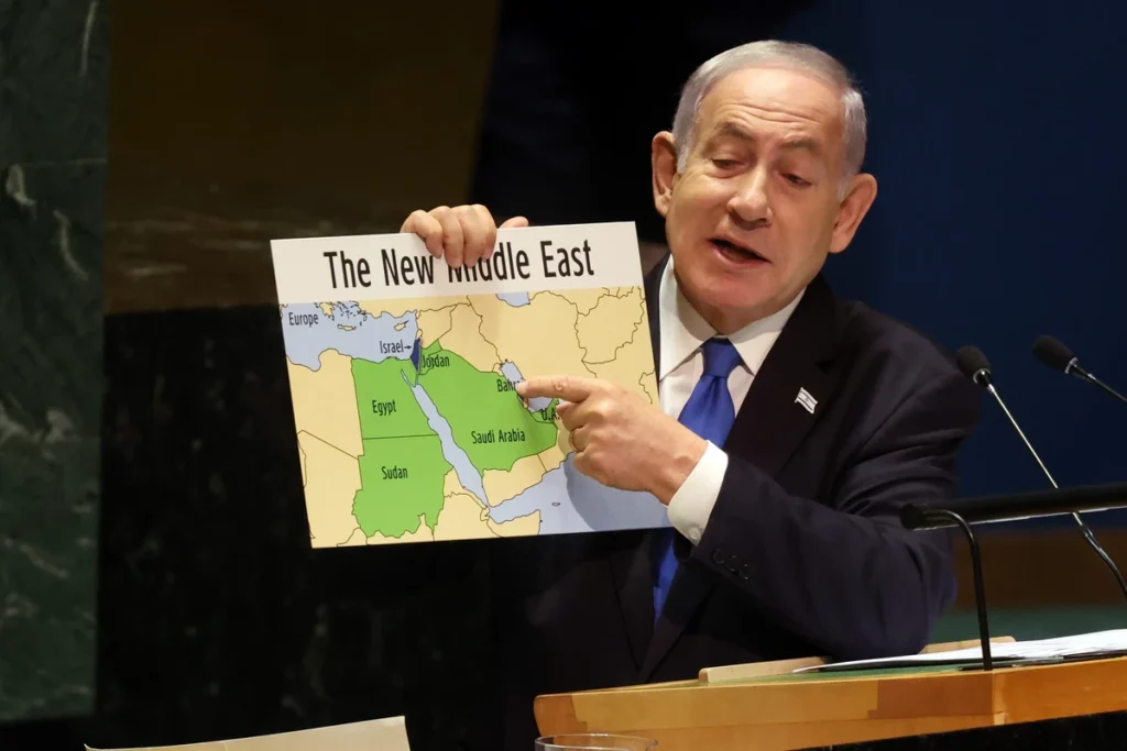 benjamin-netanyahu-holds-a-map-of-the-middle-east-without-palestine-1024x683