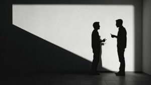 two-men-converse-as-shadows-on-the-wall-free-photo